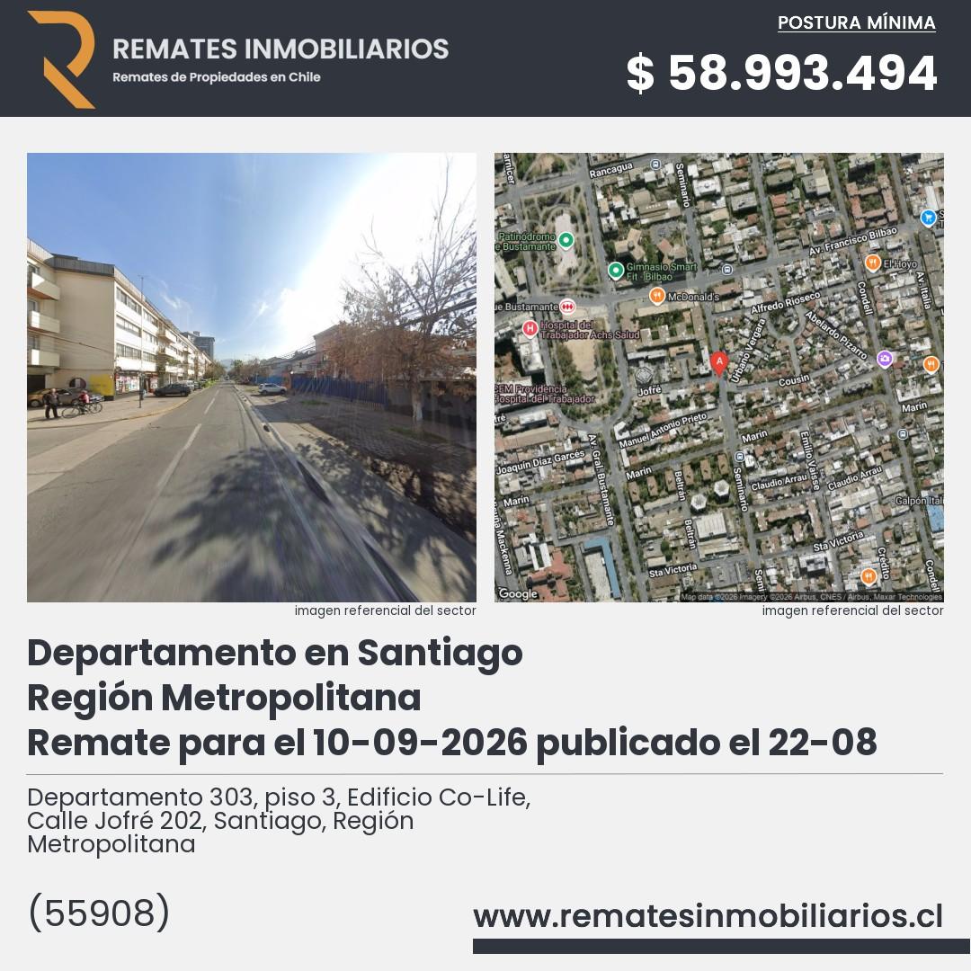 Imagen ficha Departamento 303, piso 3, Edificio Co-Life, Calle Jofré 202, Santiago, Región Metropolitana