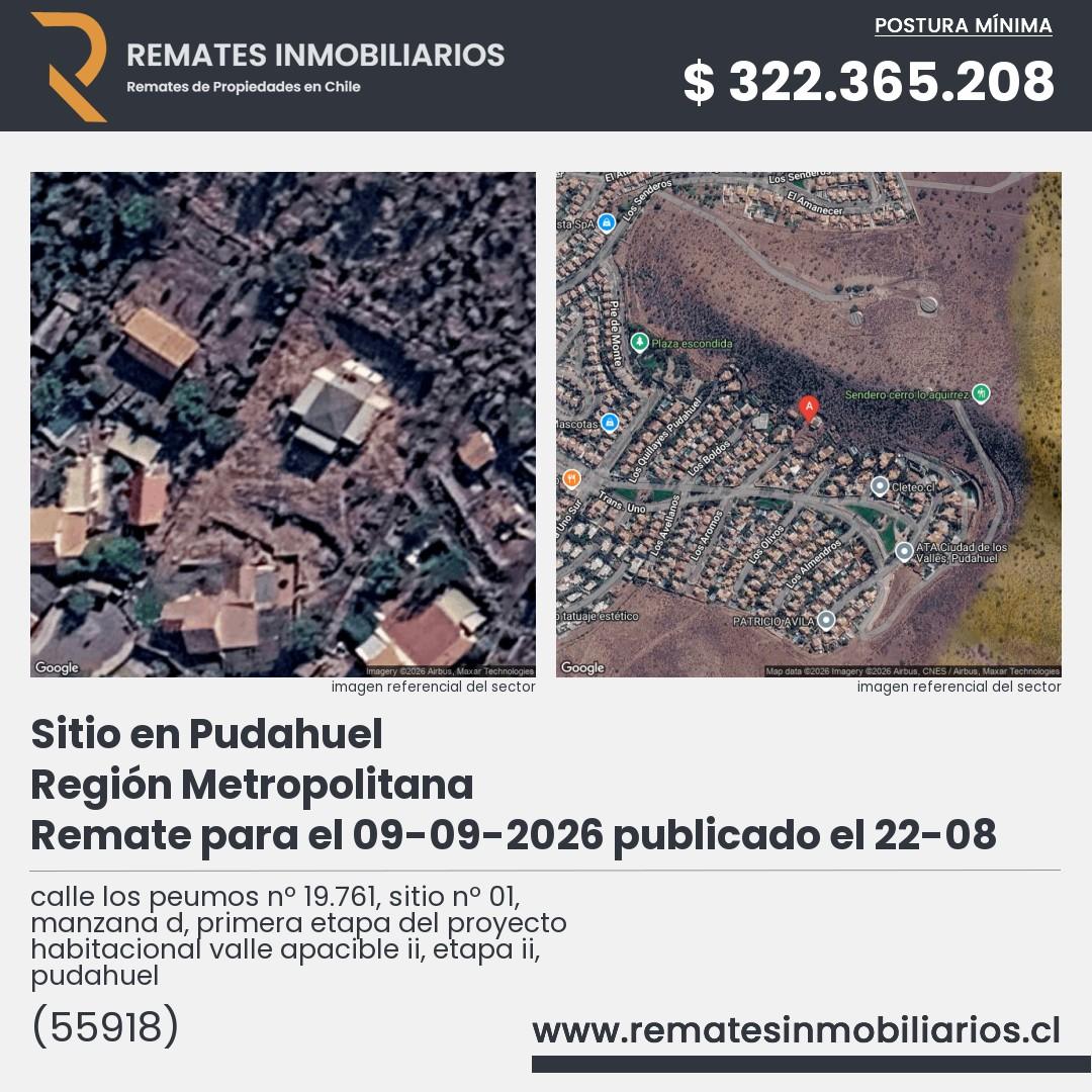 Imagen ficha calle los peumos nº 19.761, sitio nº 01, manzana d, primera etapa del proyecto habitacional valle apacible ii, etapa ii, pudahuel
