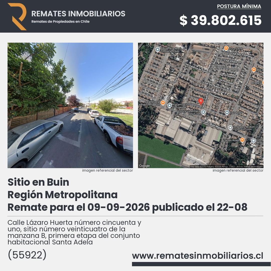 Imagen ficha Calle Lázaro Huerta número cincuenta y uno, sitio número veinticuatro de la manzana B, primera etapa del conjunto habitacional Santa Adela