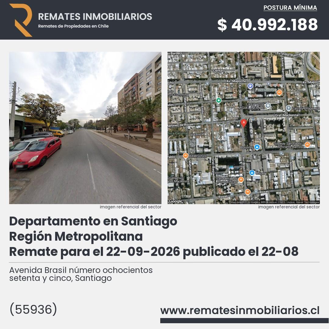 Imagen ficha Avenida Brasil número ochocientos setenta y cinco, Santiago