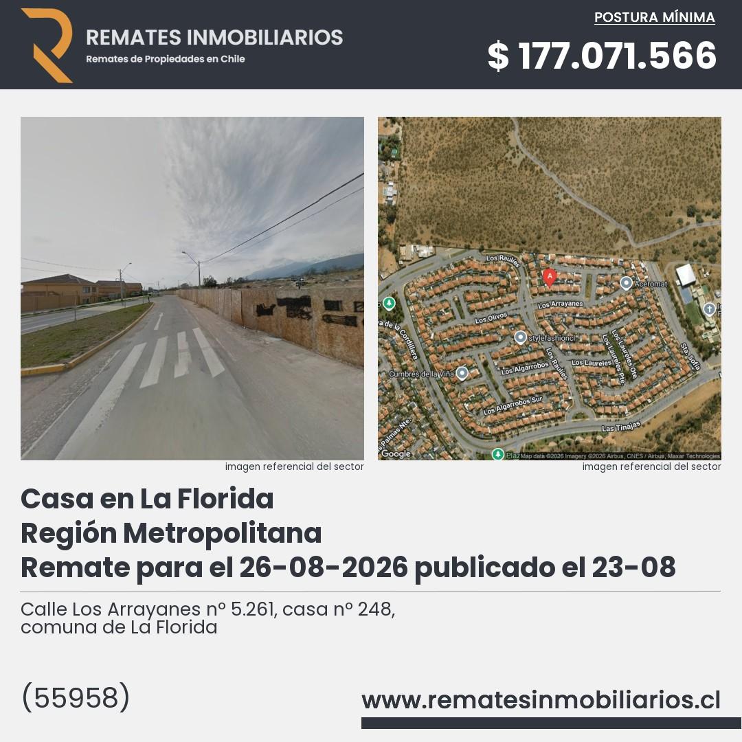 Imagen ficha Calle Los Arrayanes nº 5.261, casa nº 248, comuna de La Florida