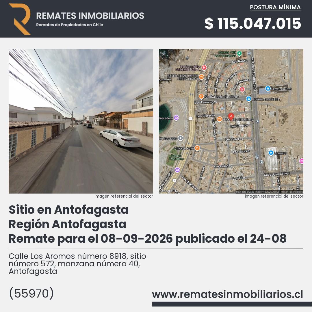 Imagen ficha Calle Los Aromos número 8918, sitio número 572, manzana número 40, Antofagasta