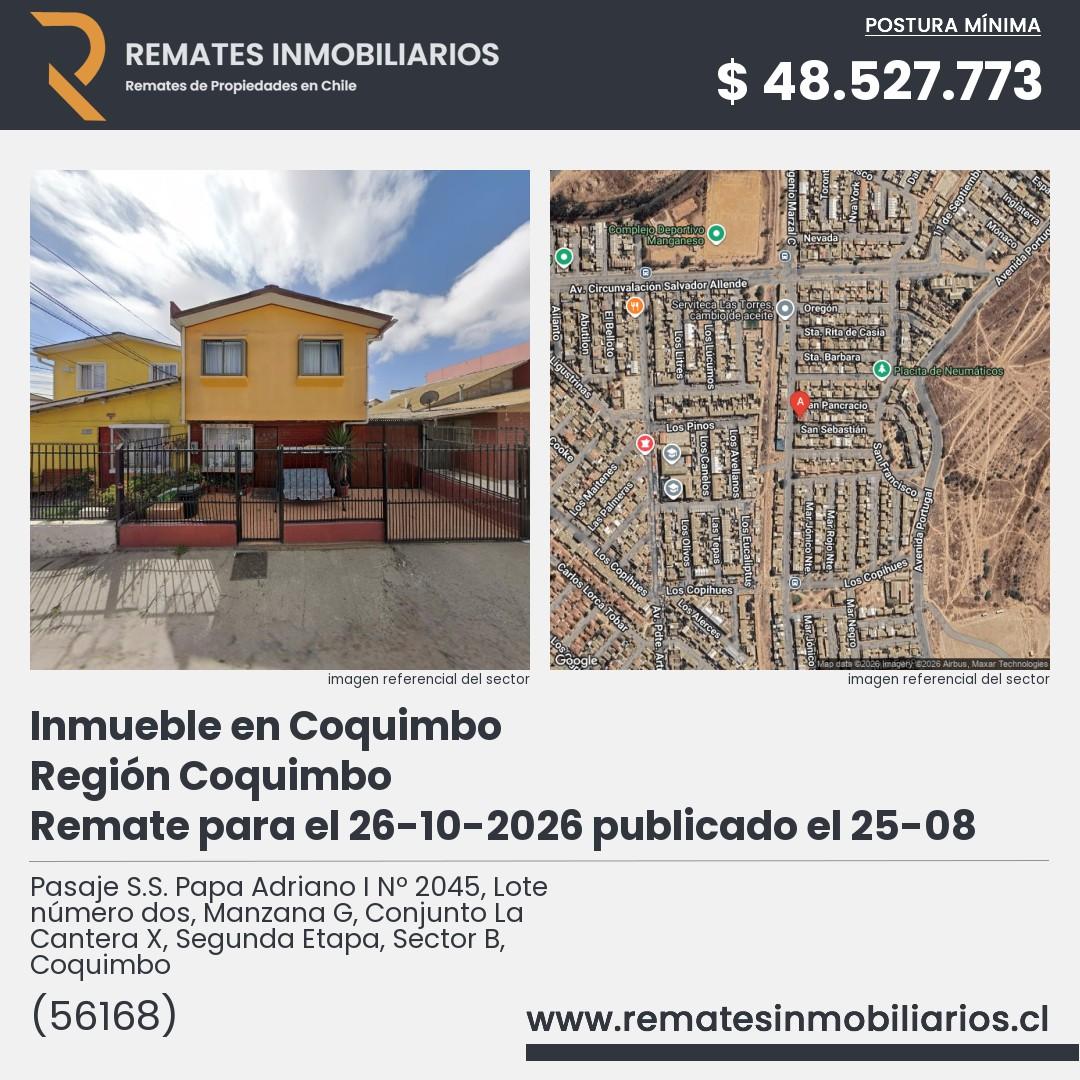 Imagen ficha Pasaje S.S. Papa Adriano I Nº 2045, Lote número dos, Manzana G, Conjunto La Cantera X, Segunda Etapa, Sector B, Coquimbo