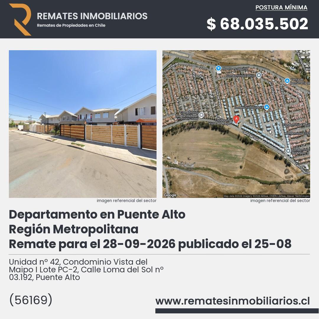 Imagen ficha Unidad nº 42, Condominio Vista del Maipo I Lote PC-2, Calle Loma del Sol nº 03.192, Puente Alto