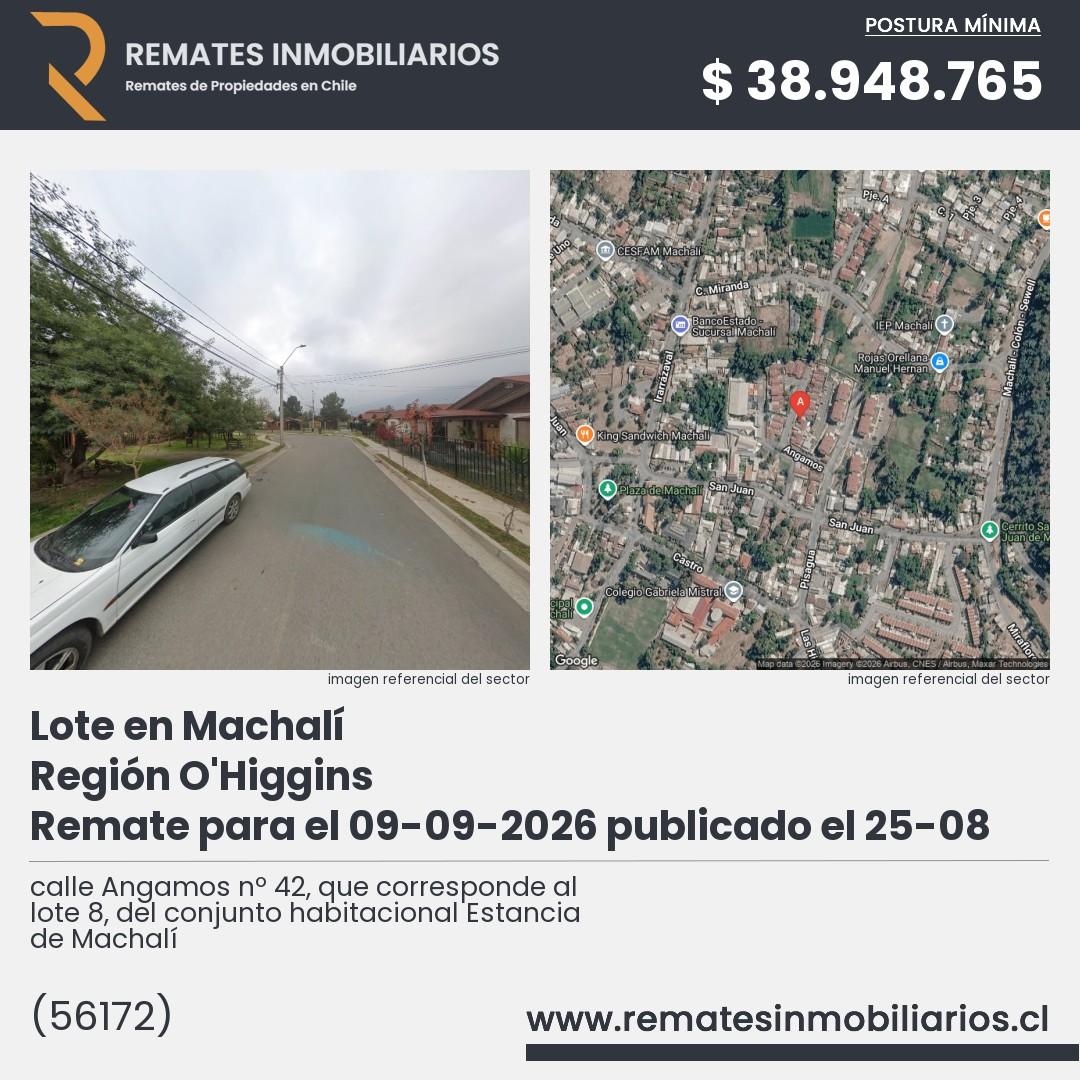 Imagen ficha calle Angamos nº 42, que corresponde al lote 8, del conjunto habitacional Estancia de Machalí