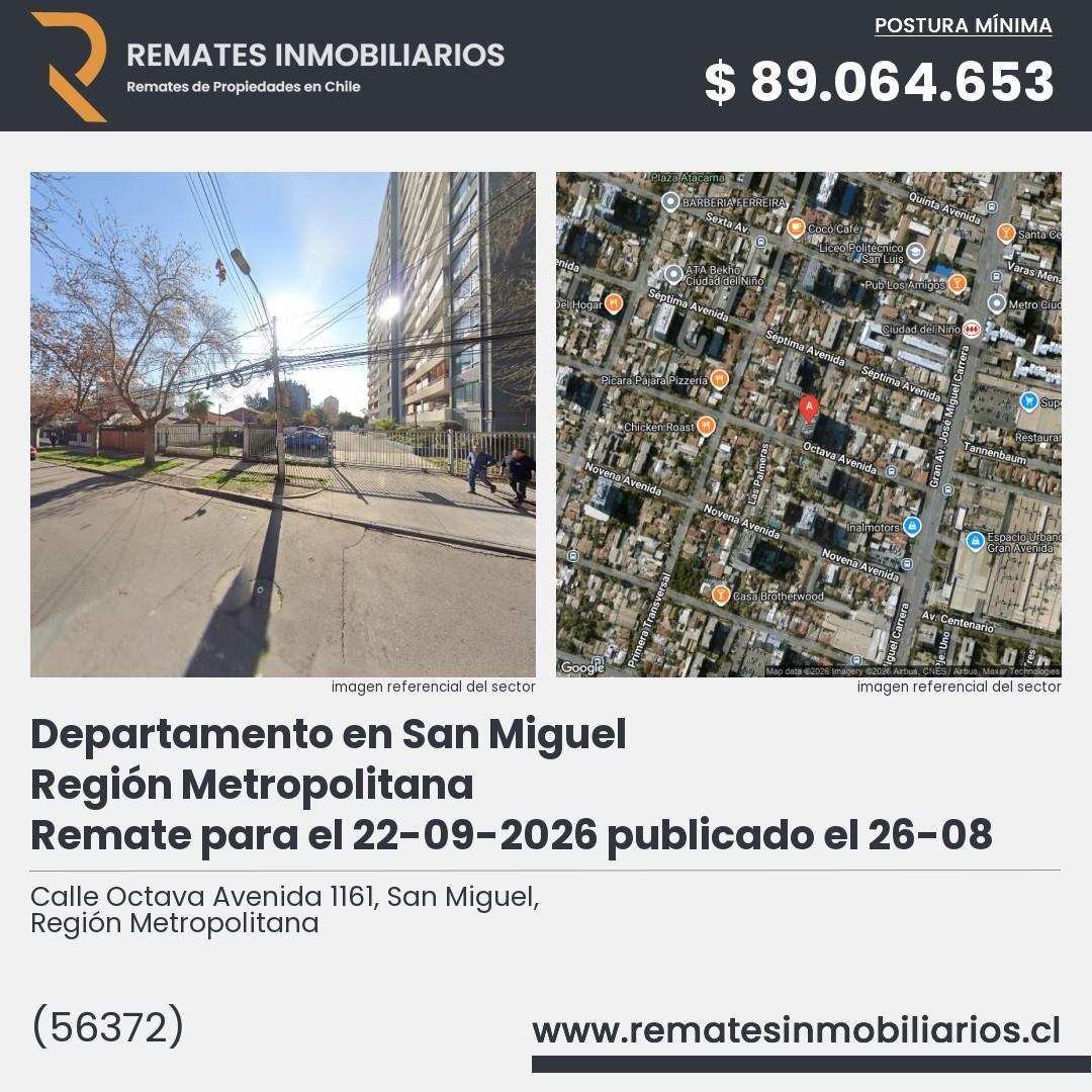 Imagen ficha Calle Octava Avenida 1161, San Miguel, Región Metropolitana