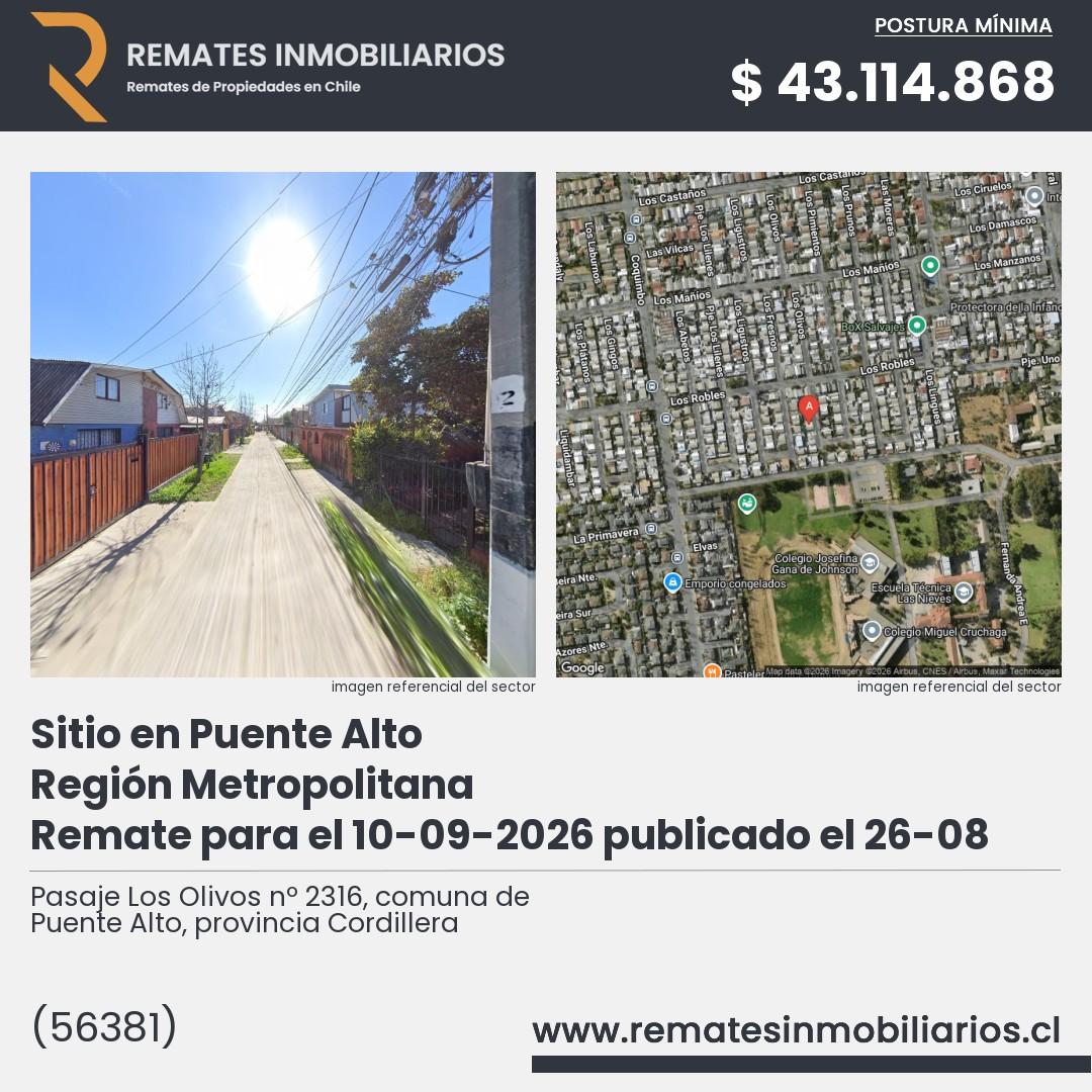 Imagen ficha Pasaje Los Olivos nº 2316, comuna de Puente Alto, provincia Cordillera