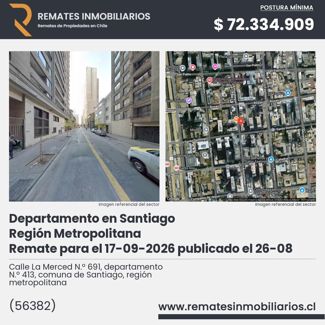 Imagen ficha Calle La Merced N.º 691, departamento N.º 413, comuna de Santiago, región metropolitana