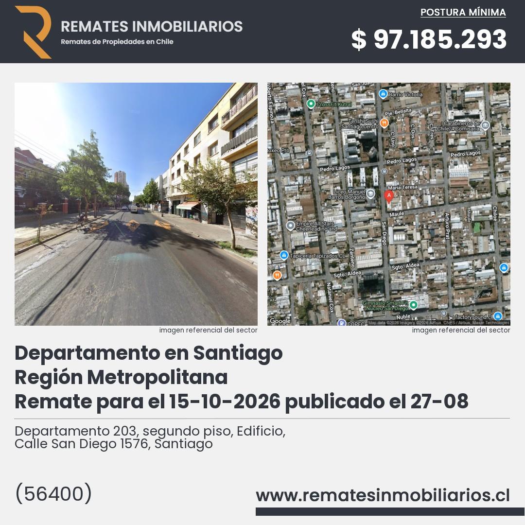 Imagen ficha Departamento 203, segundo piso, Edificio, Calle San Diego 1576, Santiago