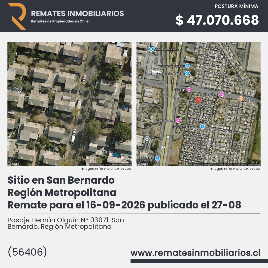 Imagen ficha Pasaje Hernán Olguín Nº 03071, San Bernardo, Región Metropolitana