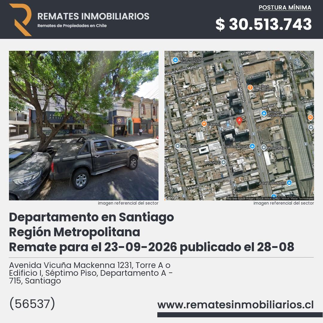 Imagen ficha Avenida Vicuña Mackenna 1231, Torre A o Edificio I, Séptimo Piso, Departamento A - 715, Santiago