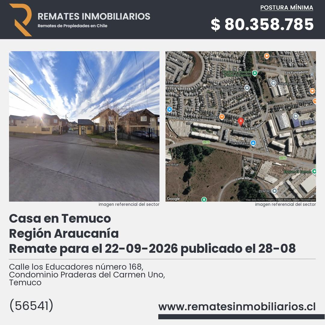 Imagen ficha Calle los Educadores número 168, Condominio Praderas del Carmen Uno, Temuco
