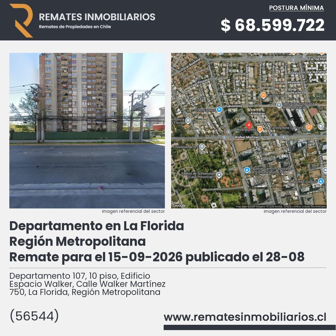 Imagen ficha Departamento 107, 10 piso, Edificio Espacio Walker, Calle Walker Martínez 750, La Florida, Región Metropolitana
