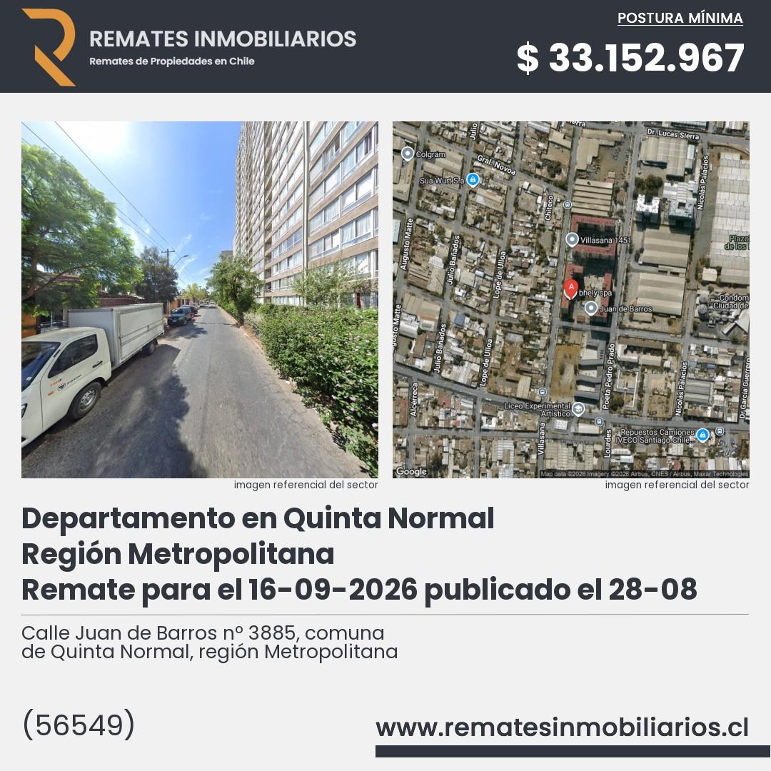 Imagen ficha Calle Juan de Barros nº 3885, comuna de Quinta Normal, región Metropolitana