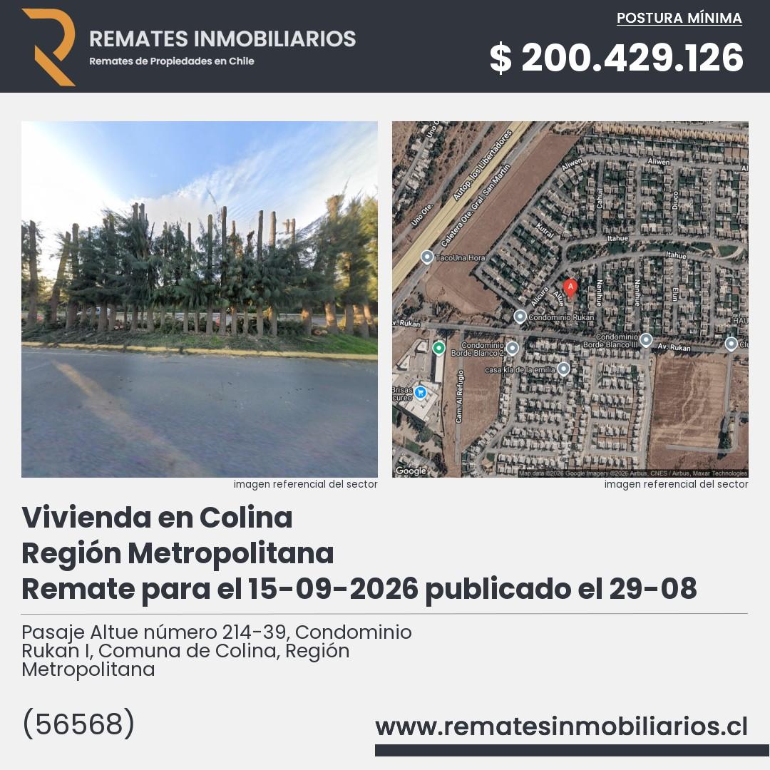 Imagen ficha Pasaje Altue número 214-39, Condominio Rukan I, Comuna de Colina, Región Metropolitana