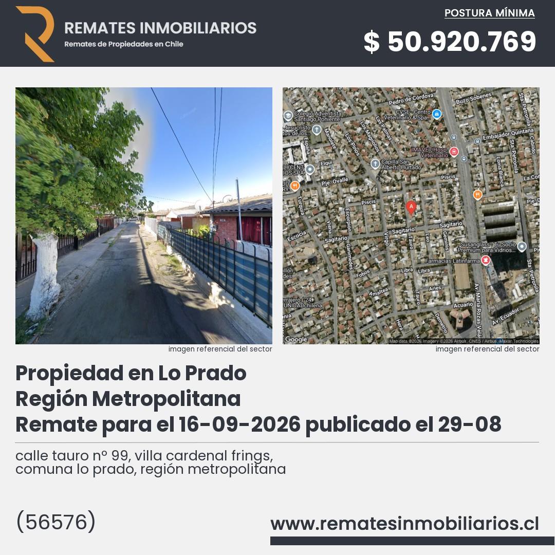 Imagen ficha calle tauro nº 99, villa cardenal frings, comuna lo prado, región metropolitana