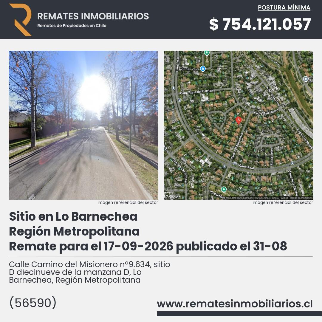 Imagen ficha Calle Camino del Misionero nº9.634, sitio D diecinueve de la manzana D, Lo Barnechea, Región Metropolitana