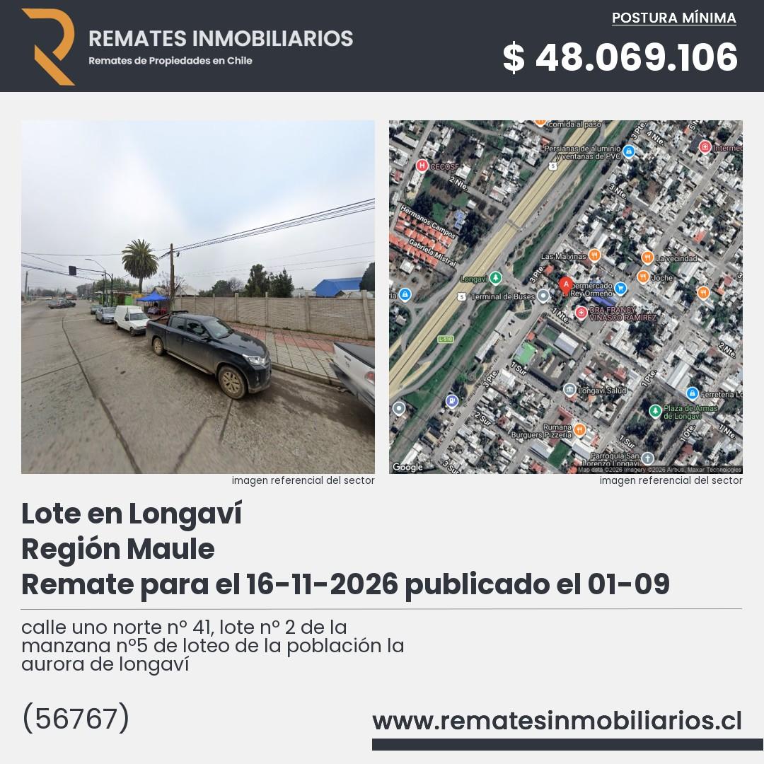 Imagen ficha calle uno norte nº 41, lote nº 2 de la manzana nº5 de loteo de la población la aurora de longaví