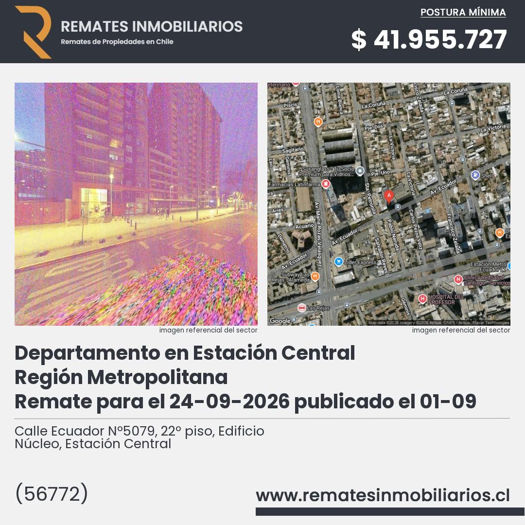 Imagen ficha Calle Ecuador Nº5079, 22º piso, Edificio Núcleo, Estación Central