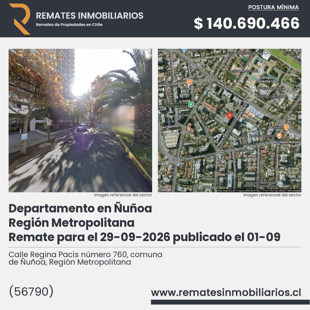 Imagen ficha Calle Regina Pacis número 760, comuna de Ñuñoa, Región Metropolitana