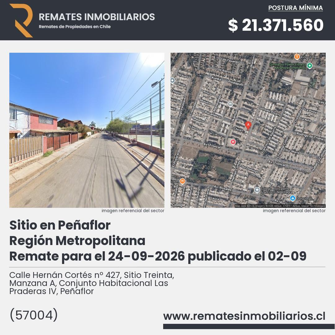 Imagen ficha Calle Hernán Cortés nº 427, Sitio Treinta, Manzana A, Conjunto Habitacional Las Praderas IV, Peñaflor