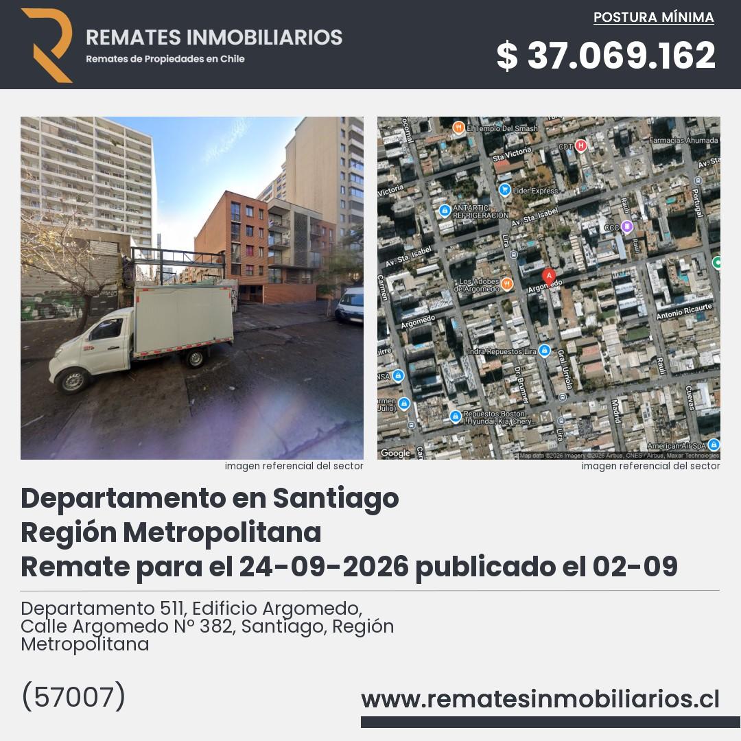 Imagen ficha Departamento 511, Edificio Argomedo, Calle Argomedo Nº 382, Santiago, Región Metropolitana