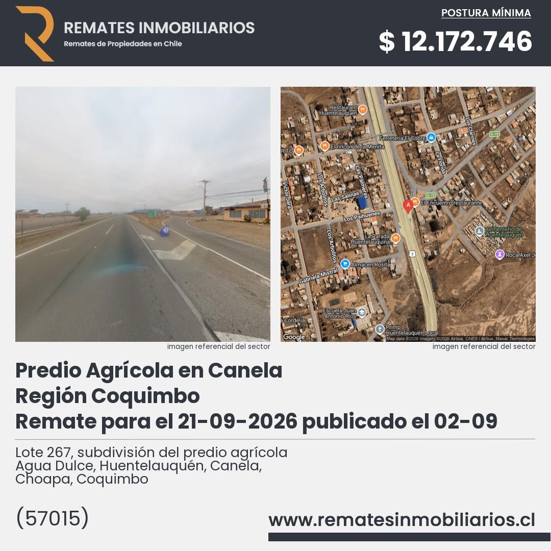 Imagen ficha Lote 267, subdivisión del predio agrícola Agua Dulce, Huentelauquén, Canela, Choapa, Coquimbo