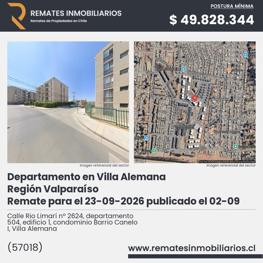 Imagen ficha Calle Rio Limarí nº 2624, departamento 504, edificio 1, condominio Barrio Canelo I, Villa Alemana