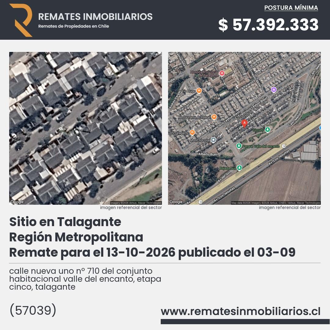 Imagen ficha calle nueva uno nº 710 del conjunto habitacional valle del encanto, etapa cinco, talagante