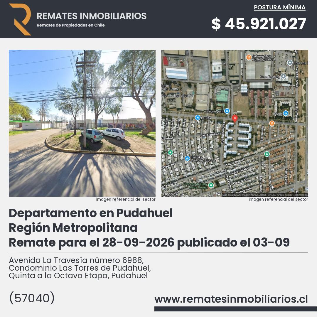 Imagen ficha Avenida La Travesía número 6988, Condominio Las Torres de Pudahuel, Quinta a la Octava Etapa, Pudahuel