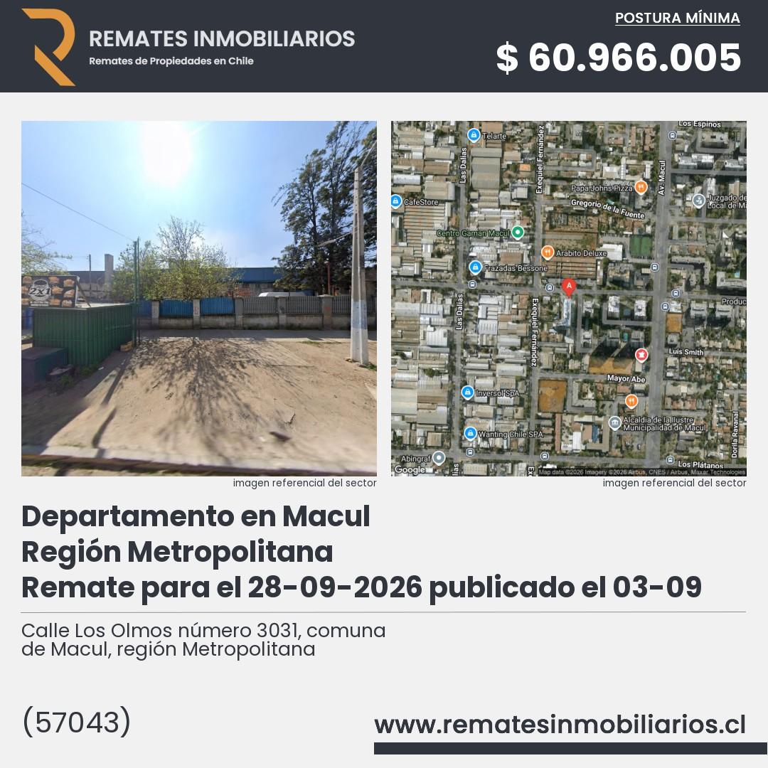 Imagen ficha Calle Los Olmos número 3031, comuna de Macul, región Metropolitana