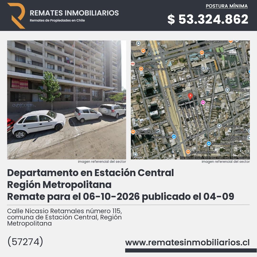 Imagen ficha Calle Nicasio Retamales número 115, comuna de Estación Central, Región Metropolitana