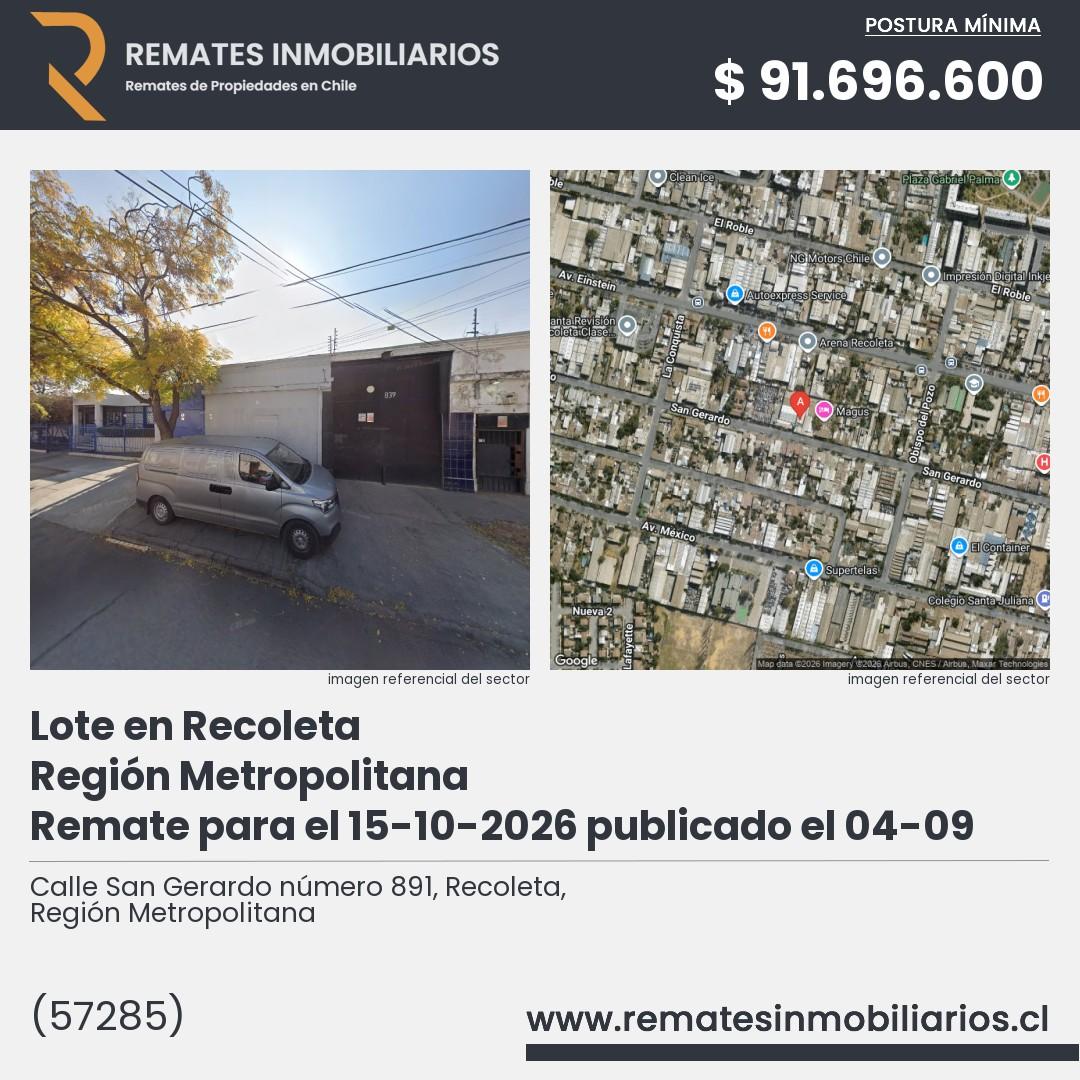 Imagen ficha Calle San Gerardo número 891, Recoleta, Región Metropolitana