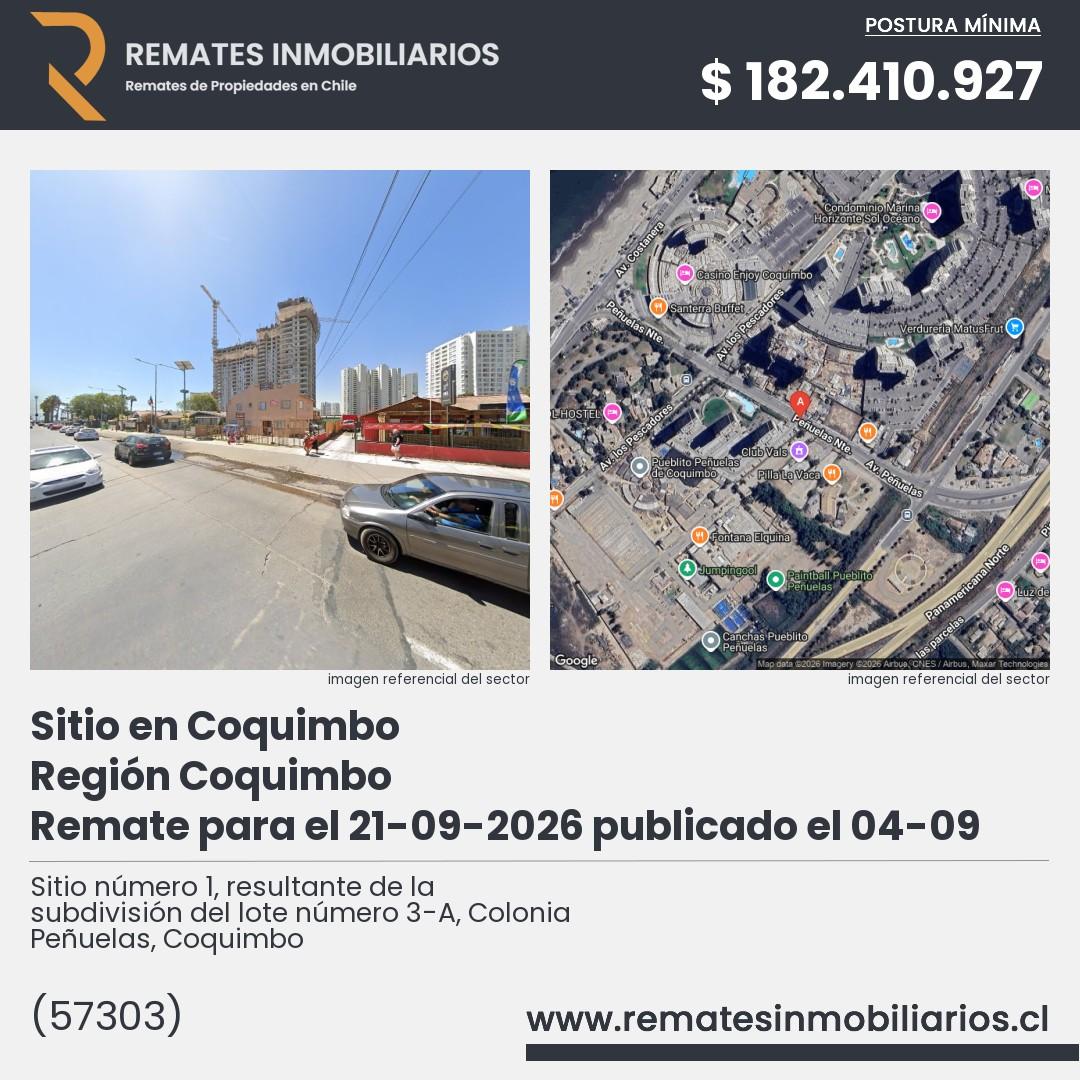 Imagen ficha Sitio número 1, resultante de la subdivisión del lote número 3-A, Colonia Peñuelas, Coquimbo