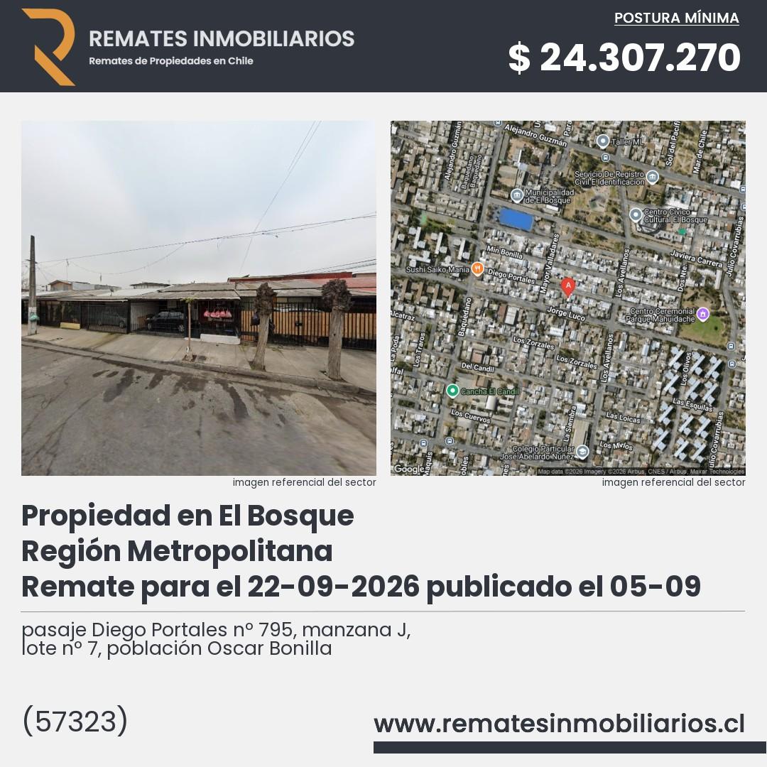 Imagen ficha pasaje Diego Portales nº 795, manzana J, lote nº 7, población Oscar Bonilla