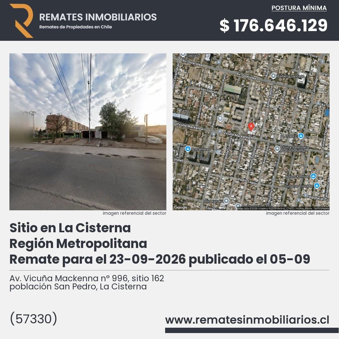Imagen ficha Av. Vicuña Mackenna n° 996, sitio 162 población San Pedro, La Cisterna