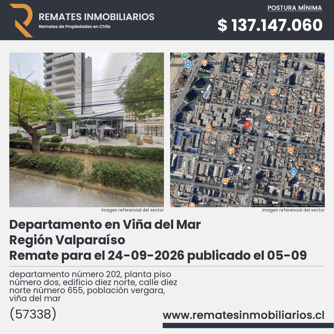 Imagen ficha departamento número 202, planta piso número dos, edificio diez norte, calle diez norte número 655, población vergara, viña del mar