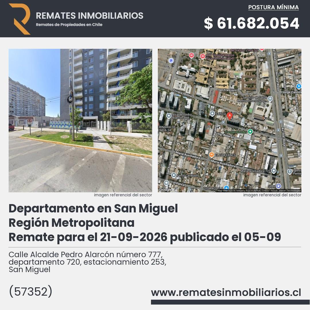 Imagen ficha Calle Alcalde Pedro Alarcón número 777, departamento 720, estacionamiento 253, San Miguel