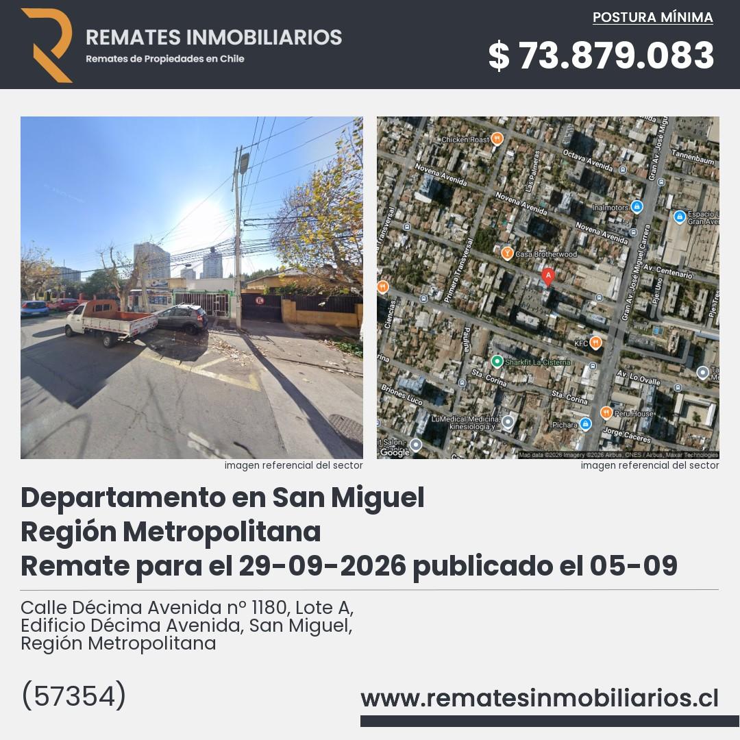 Imagen ficha Calle Décima Avenida nº 1180, Lote A, Edificio Décima Avenida, San Miguel, Región Metropolitana