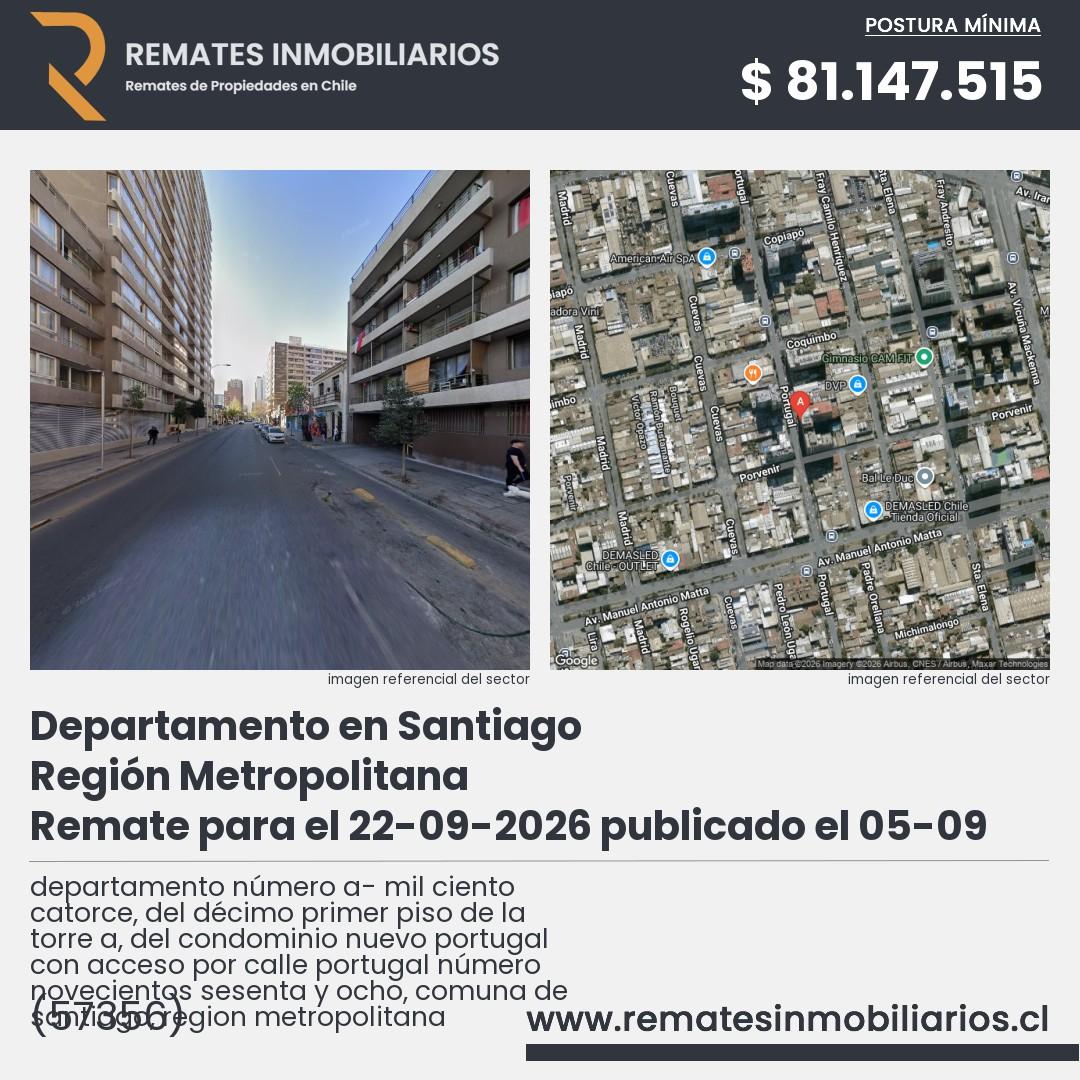 Imagen ficha departamento número a- mil ciento catorce, del décimo primer piso de la torre a, del condominio nuevo portugal con acceso por calle portugal número novecientos sesenta y ocho, comuna de santiago, region metropolitana
