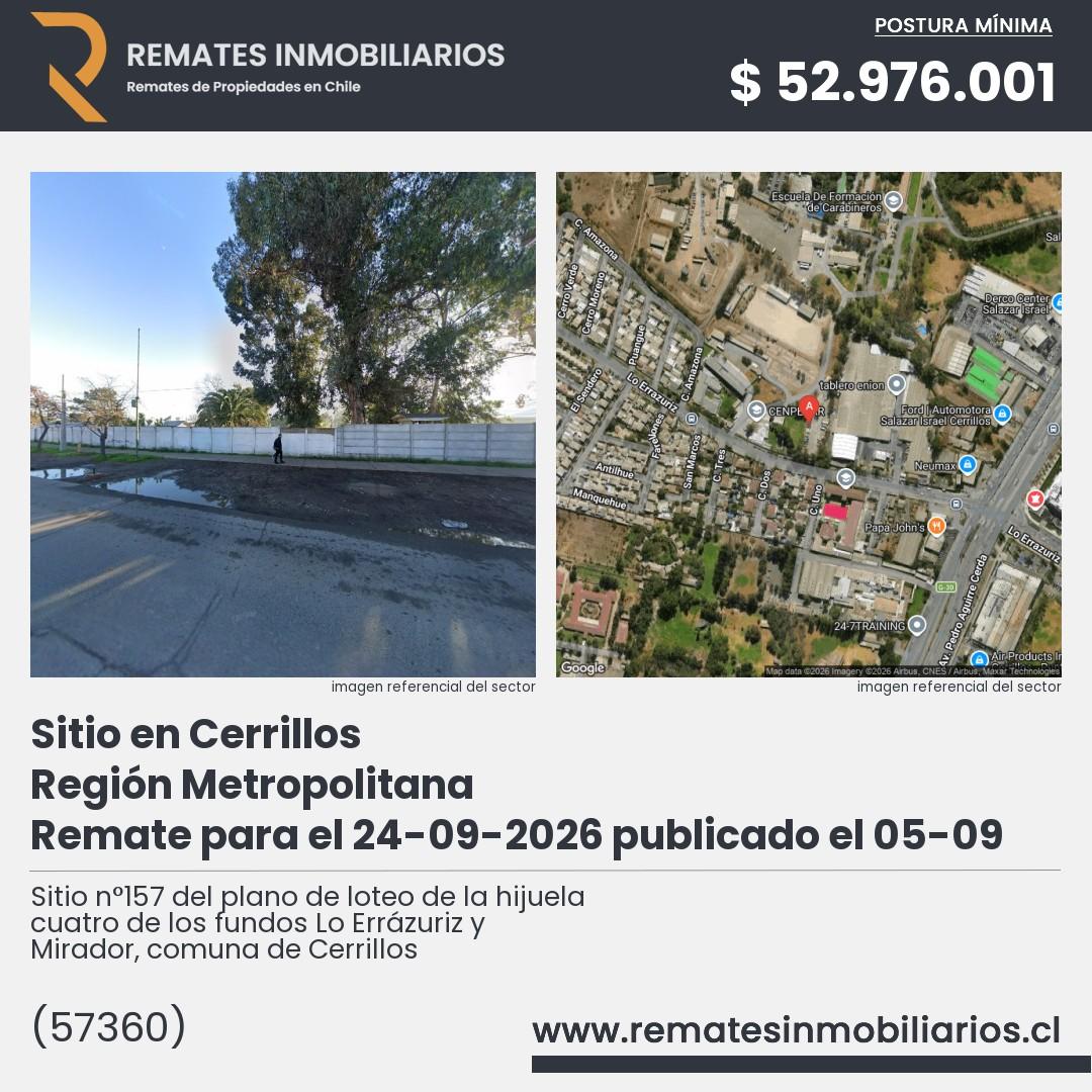 Imagen ficha Sitio n°157 del plano de loteo de la hijuela cuatro de los fundos Lo Errázuriz y Mirador, comuna de Cerrillos