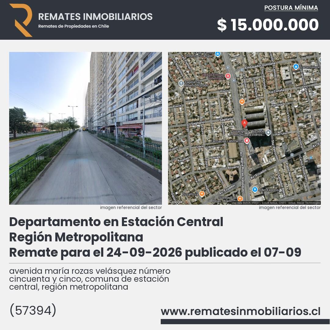 Imagen ficha avenida maría rozas velásquez número cincuenta y cinco, comuna de estación central, región metropolitana