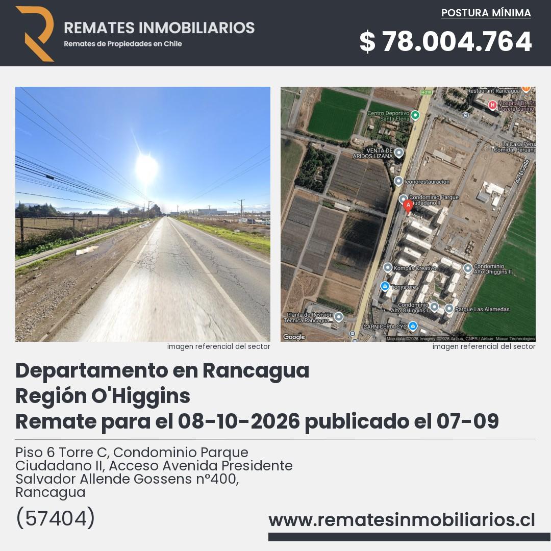Imagen ficha Piso 6 Torre C, Condominio Parque Ciudadano II, Acceso Avenida Presidente Salvador Allende Gossens n°400, Rancagua