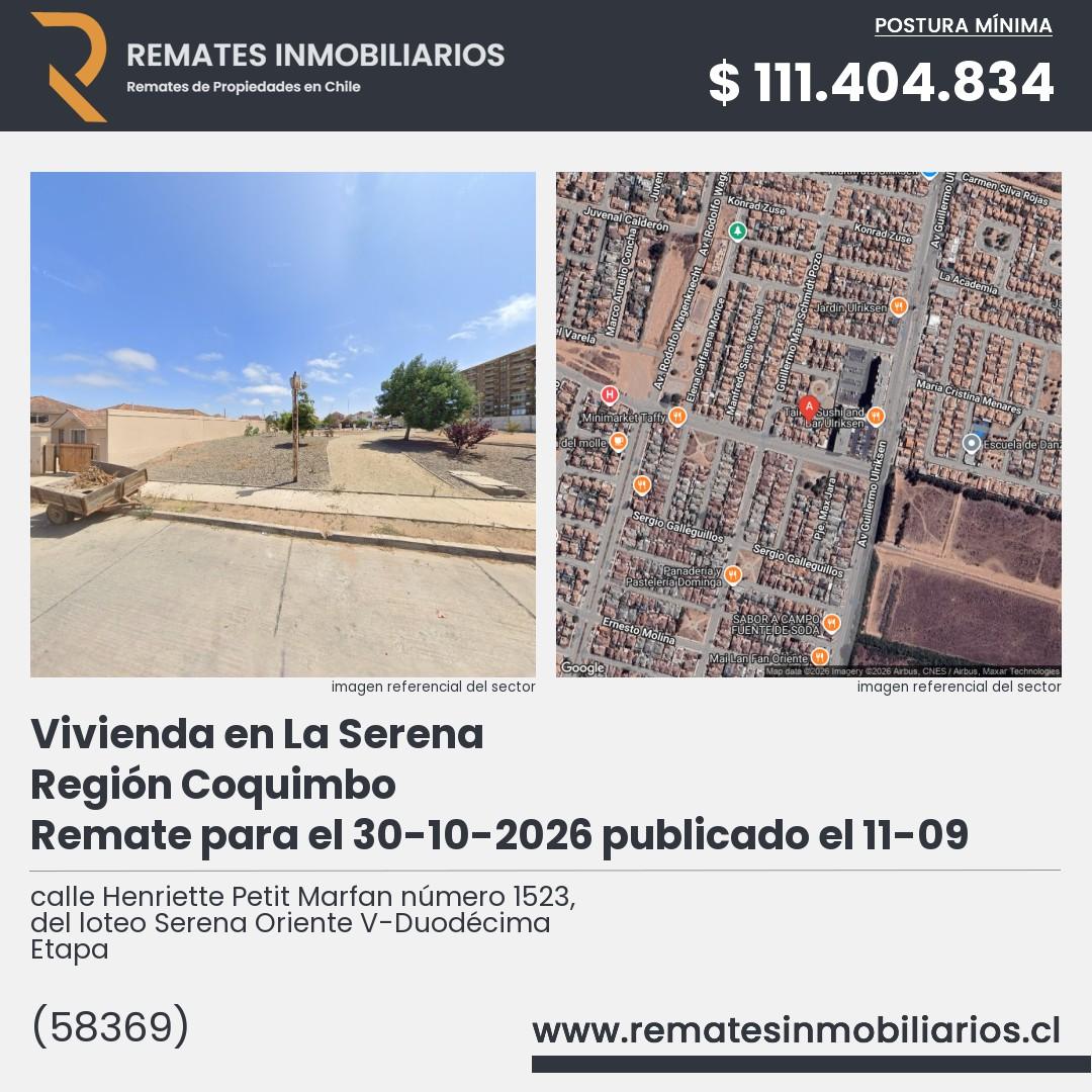 Imagen ficha calle Henriette Petit Marfan número 1523, del loteo Serena Oriente V-Duodécima Etapa