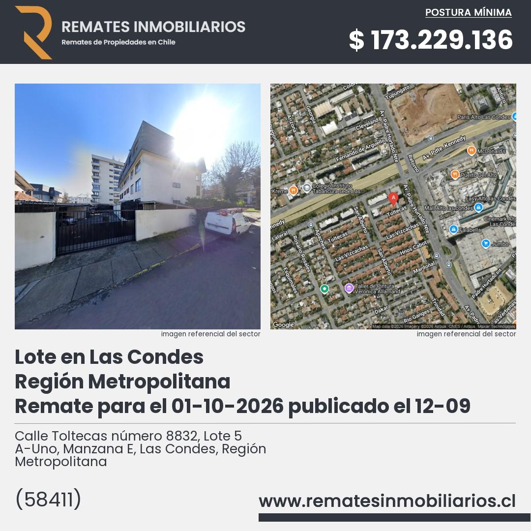 Imagen ficha Calle Toltecas número 8832, Lote 5 A-Uno, Manzana E, Las Condes, Región Metropolitana