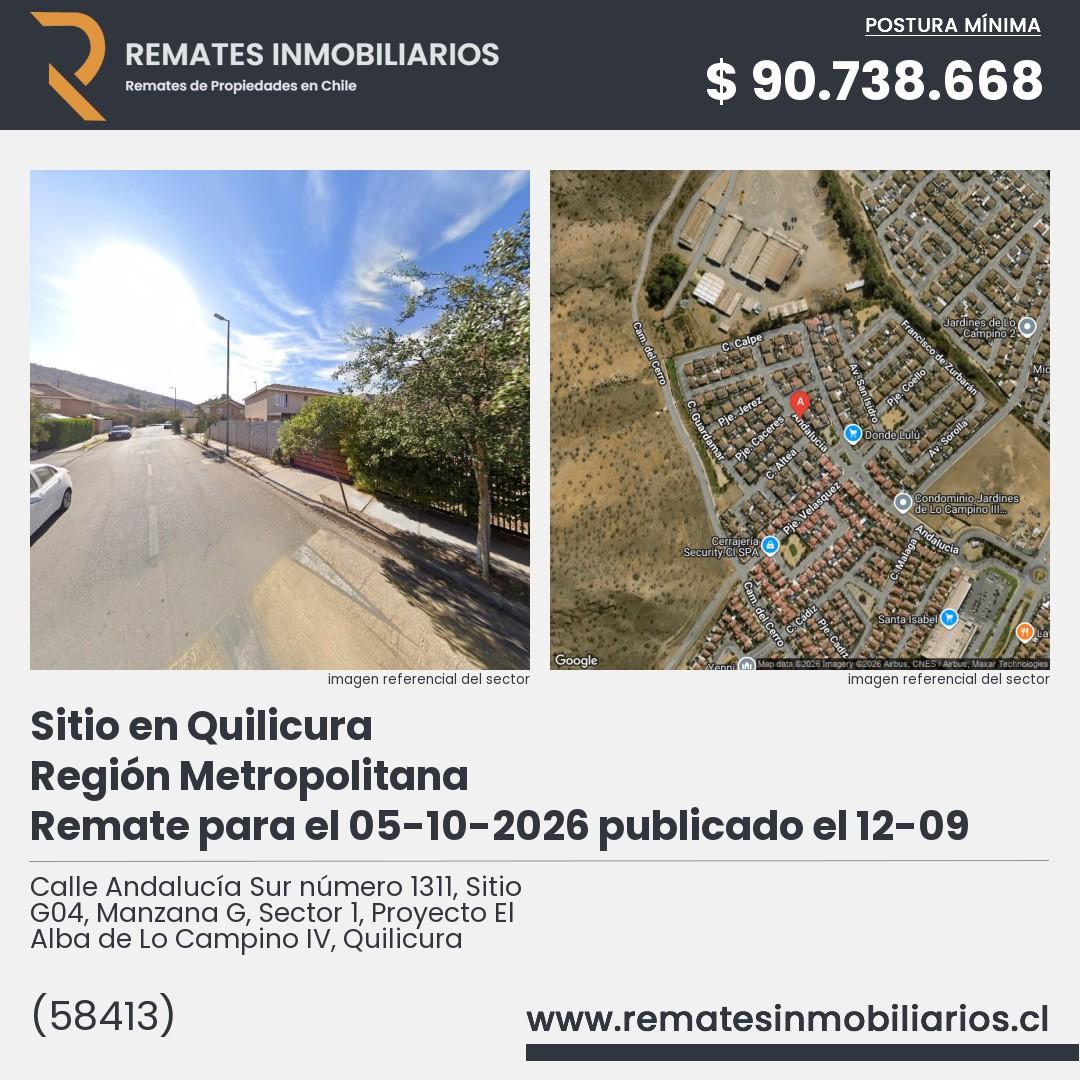 Imagen ficha Calle Andalucía Sur número 1311, Sitio G04, Manzana G, Sector 1, Proyecto El Alba de Lo Campino IV, Quilicura