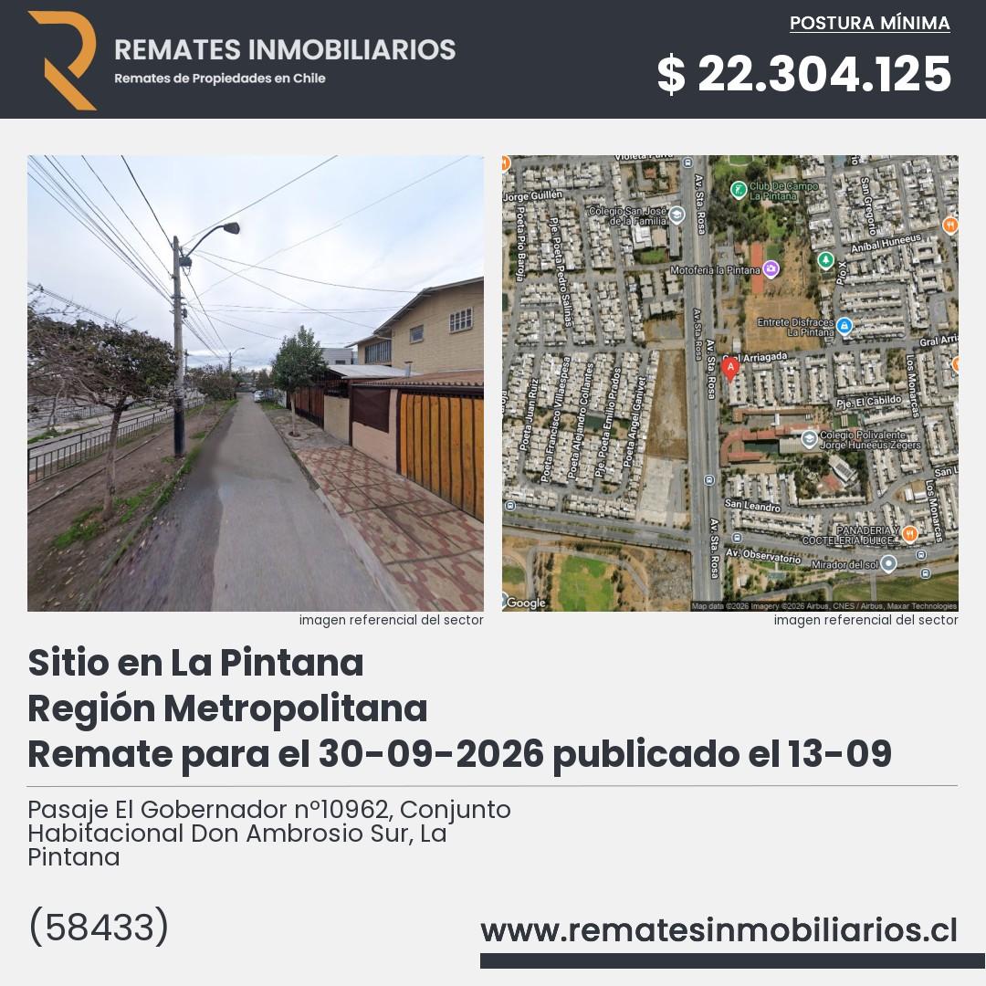 Imagen ficha Pasaje El Gobernador nº10962, Conjunto Habitacional Don Ambrosio Sur, La Pintana