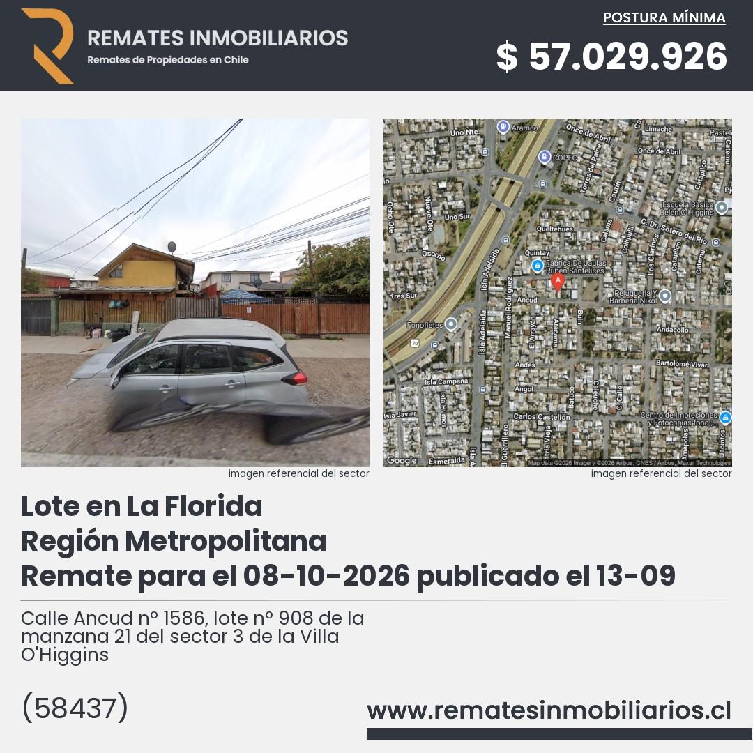 Imagen ficha Calle Ancud nº 1586, lote nº 908 de la manzana 21 del sector 3 de la Villa O