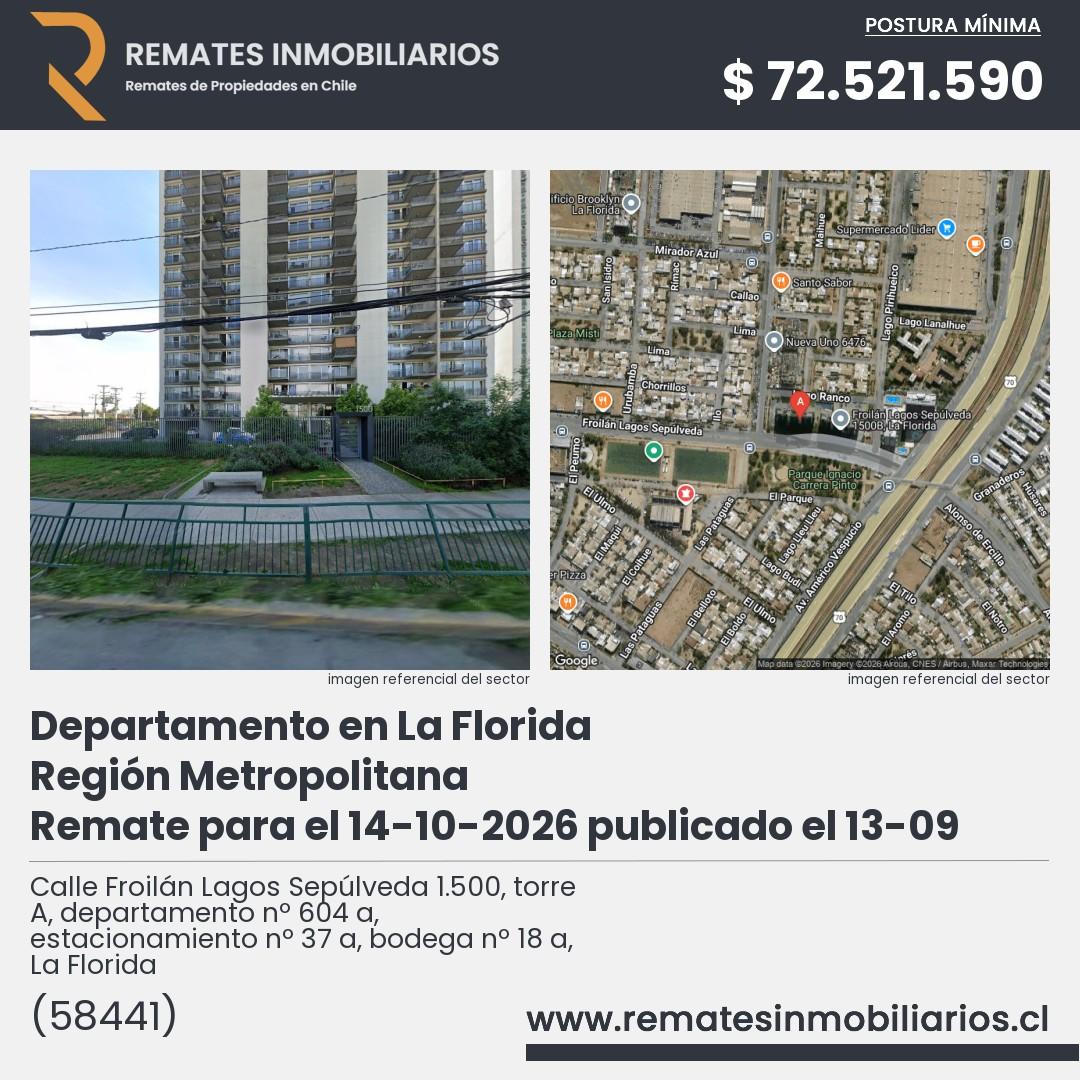 Imagen ficha Calle Froilán Lagos Sepúlveda 1.500, torre A, departamento nº 604 a, estacionamiento nº 37 a, bodega nº 18 a, La Florida