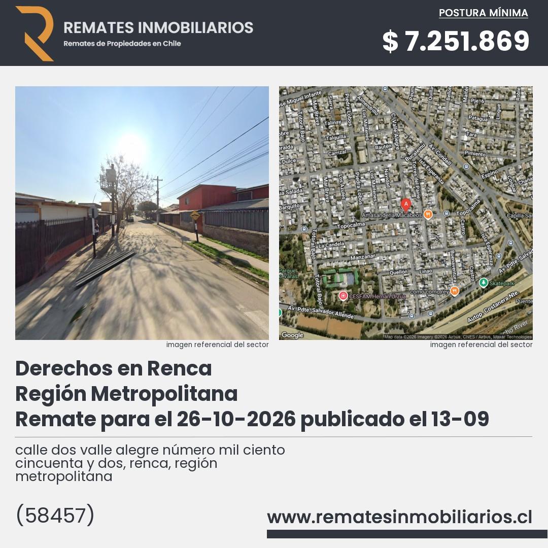 Imagen ficha calle dos valle alegre número mil ciento cincuenta y dos, renca, región metropolitana